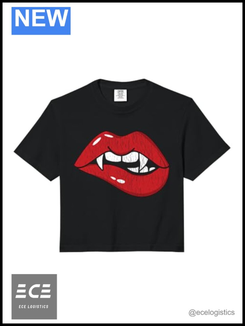Retro Dracula Vampire Red Lips Teeth Bite Halloween Costume Crop Top